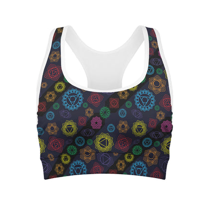 Colorful Seven Chakras Pattern Print Women's Sports Bra
