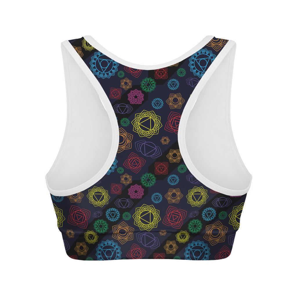Colorful Seven Chakras Pattern Print Women's Sports Bra