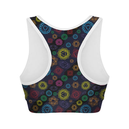 Colorful Seven Chakras Pattern Print Women's Sports Bra