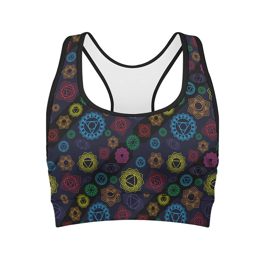 Colorful Seven Chakras Pattern Print Women's Sports Bra