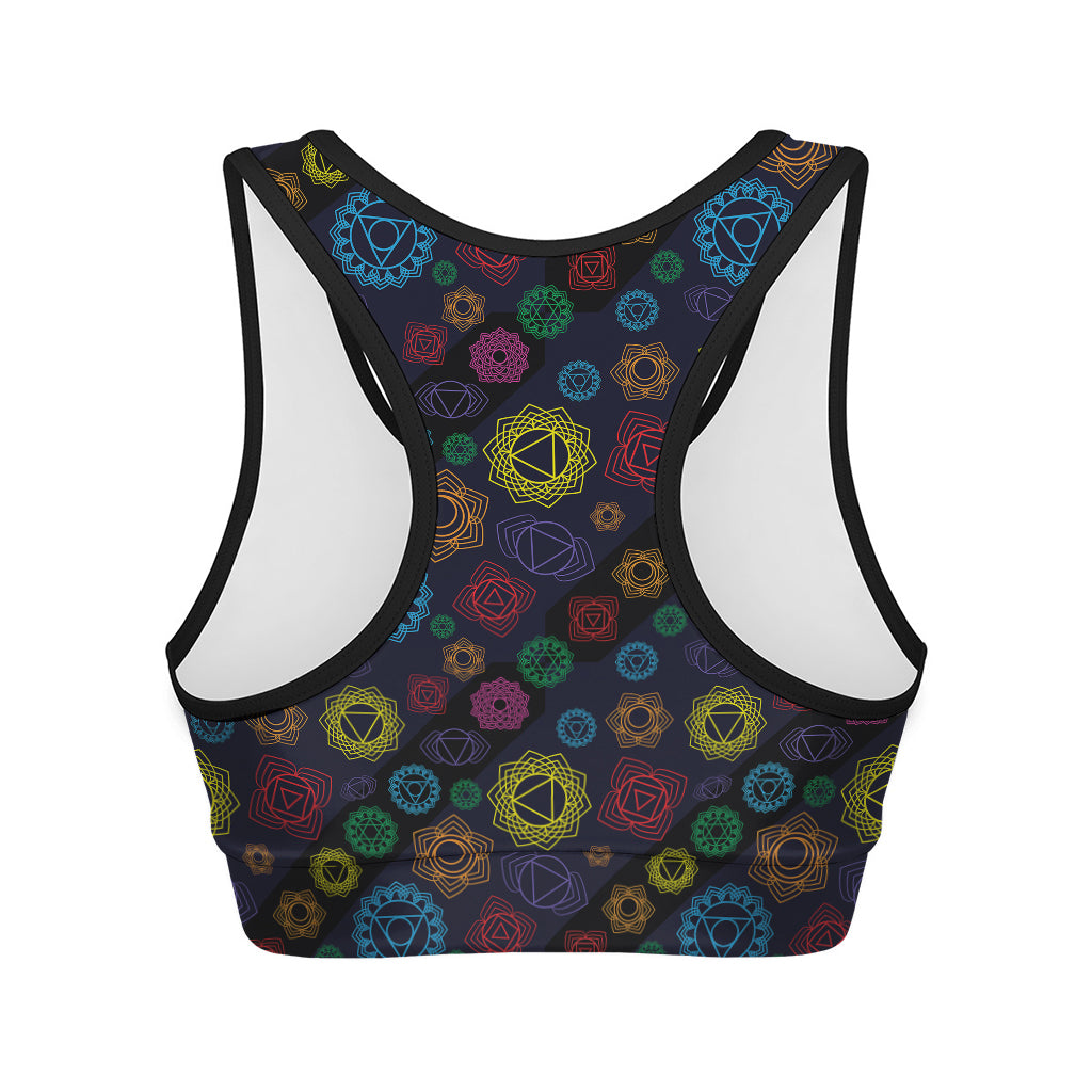 Colorful Seven Chakras Pattern Print Women's Sports Bra