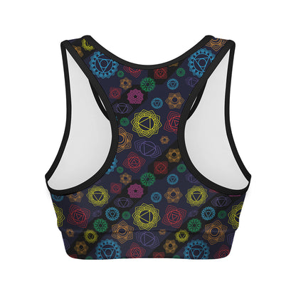 Colorful Seven Chakras Pattern Print Women's Sports Bra