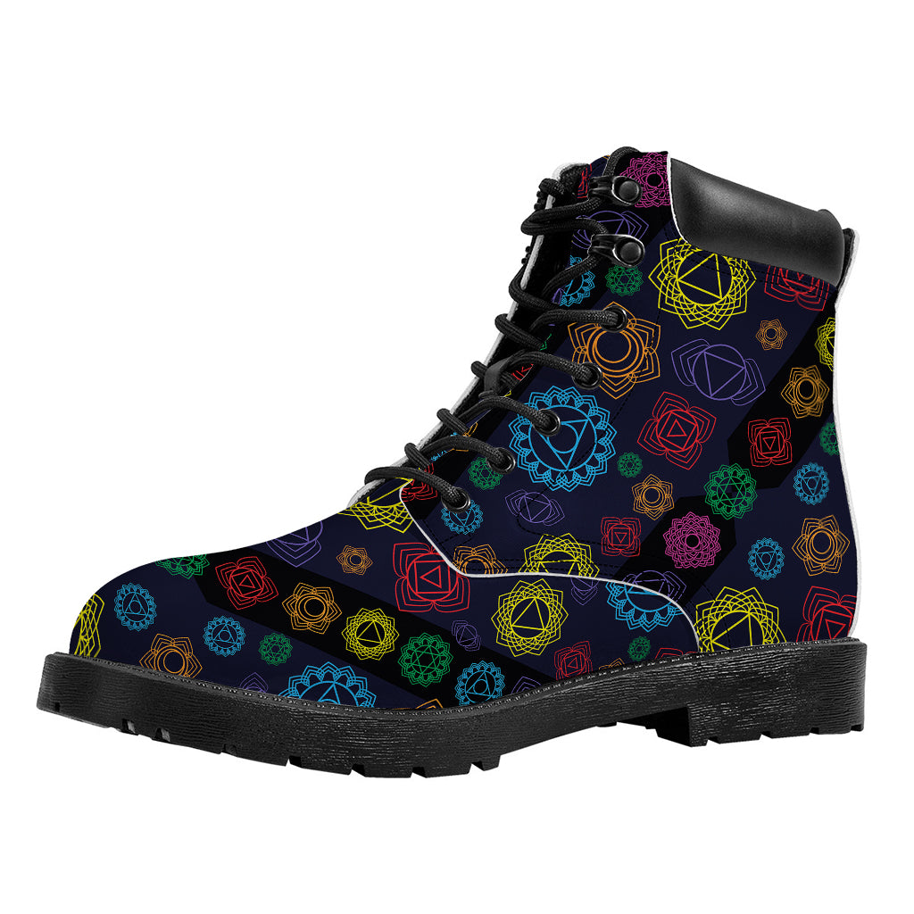 Colorful Seven Chakras Pattern Print Work Boots