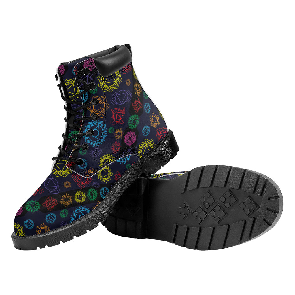 Colorful Seven Chakras Pattern Print Work Boots