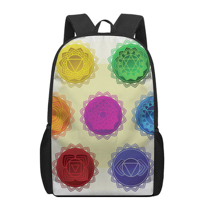 Colorful Seven Chakras Print 17 Inch Backpack