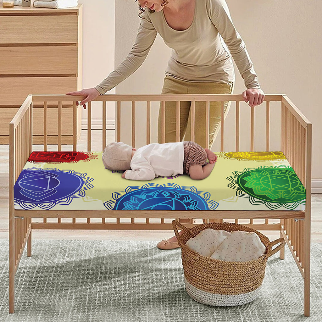 Colorful Seven Chakras Print Baby Crib Sheet