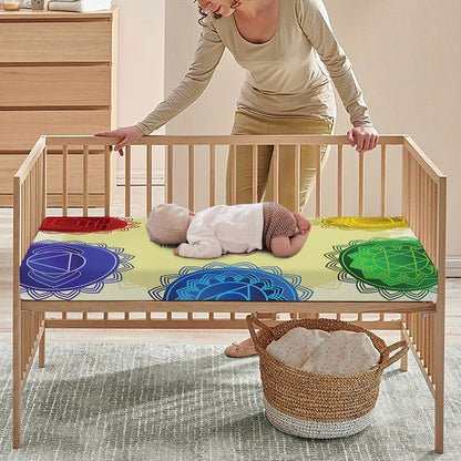 Colorful Seven Chakras Print Baby Crib Sheet