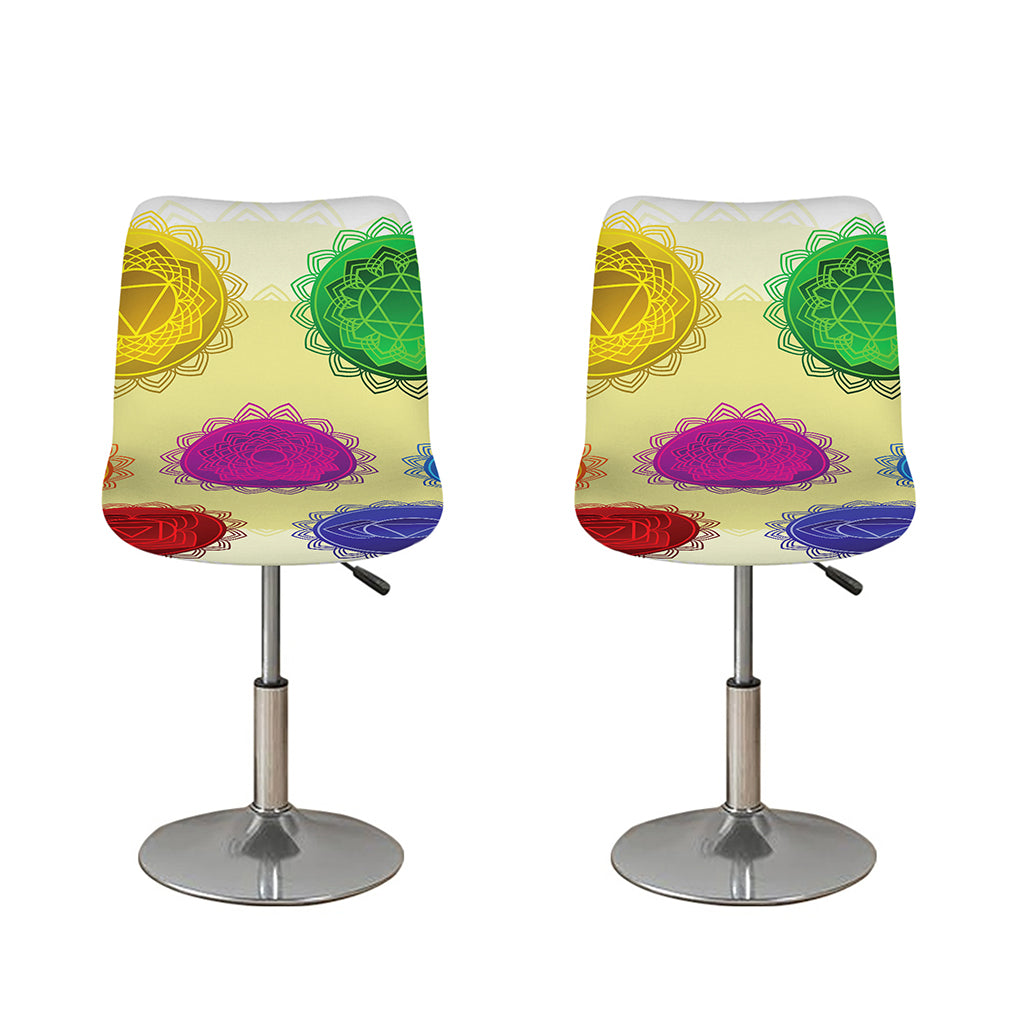 Colorful Seven Chakras Print Bar Stool Covers
