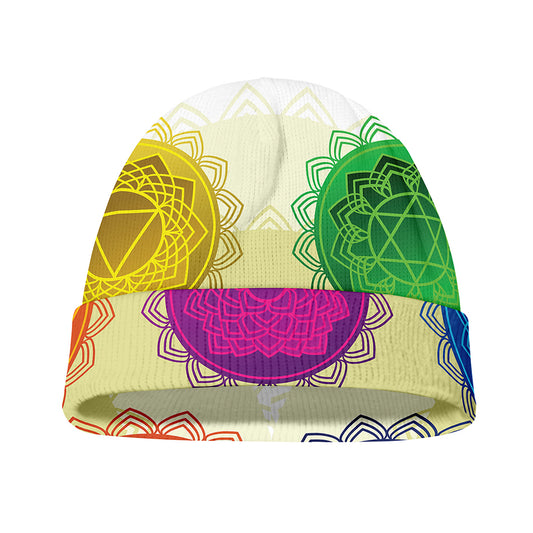 Colorful Seven Chakras Print Beanie