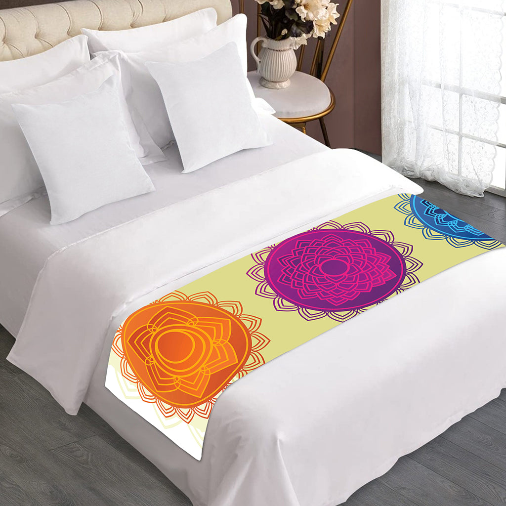 Colorful Seven Chakras Print Bed Runner