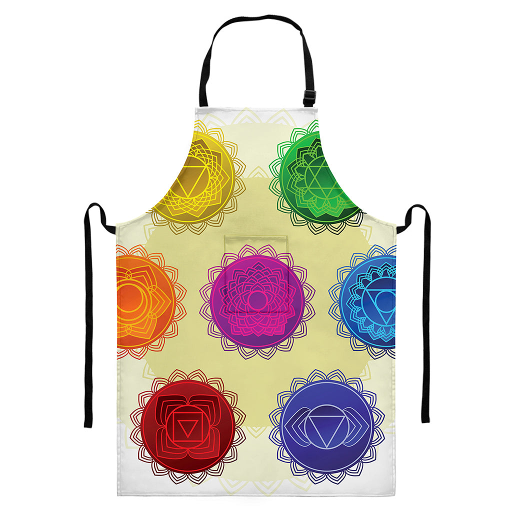 Colorful Seven Chakras Print Bib Apron With Pocket