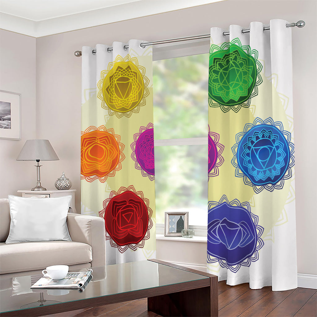 Colorful Seven Chakras Print Blackout Grommet Curtains