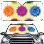 Colorful Seven Chakras Print Car Windshield Sun Shade