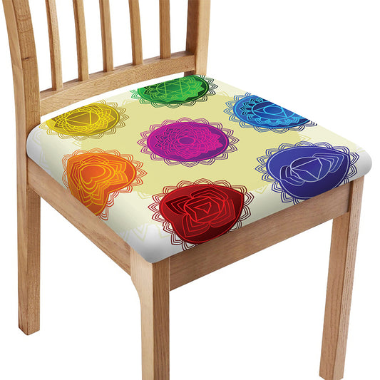 Colorful Seven Chakras Print Chair Cushion Cover