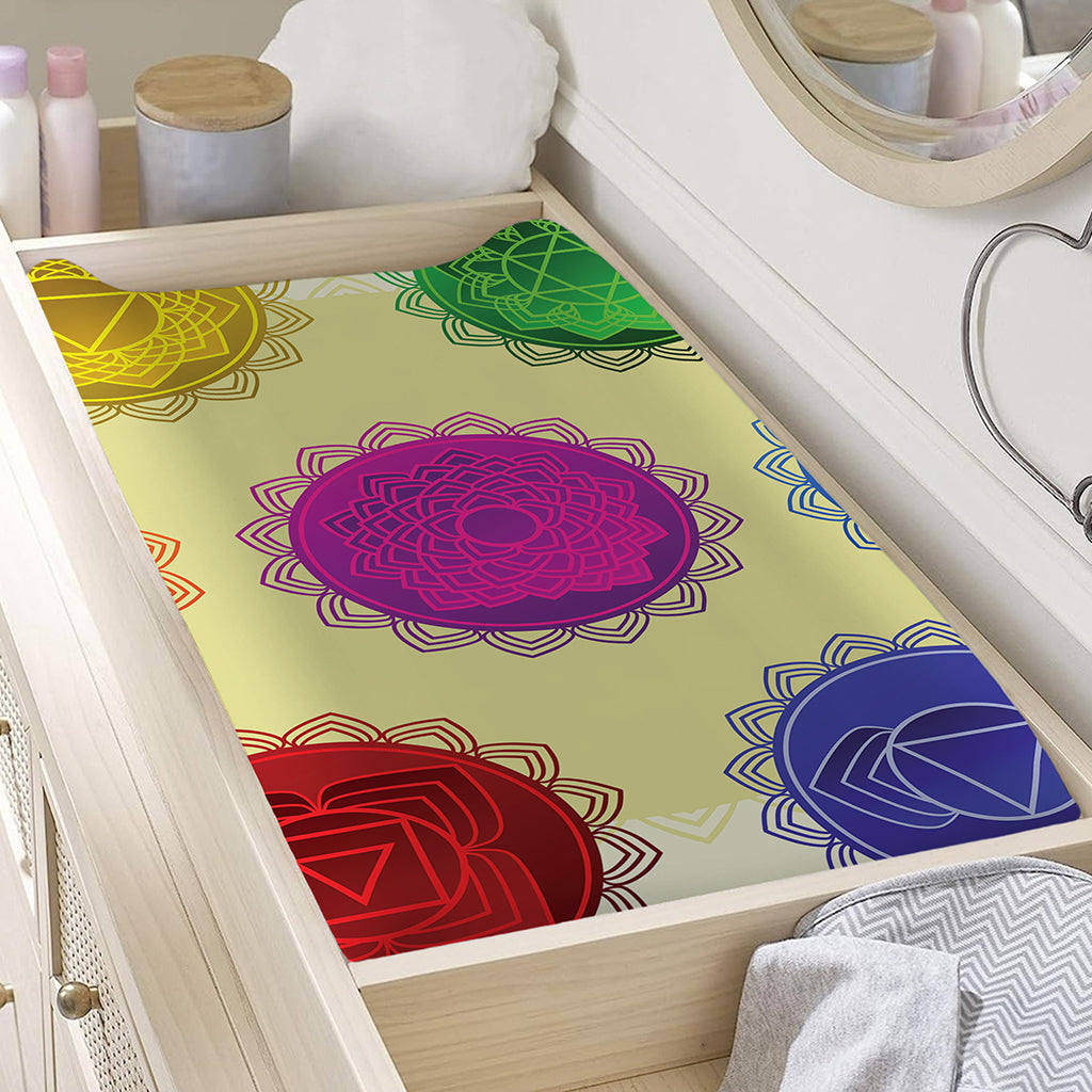 Colorful Seven Chakras Print Changing Pad Cover