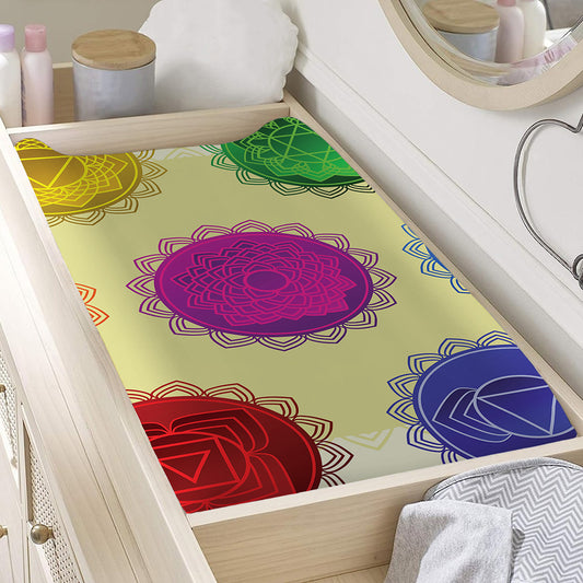 Colorful Seven Chakras Print Changing Pad Cover