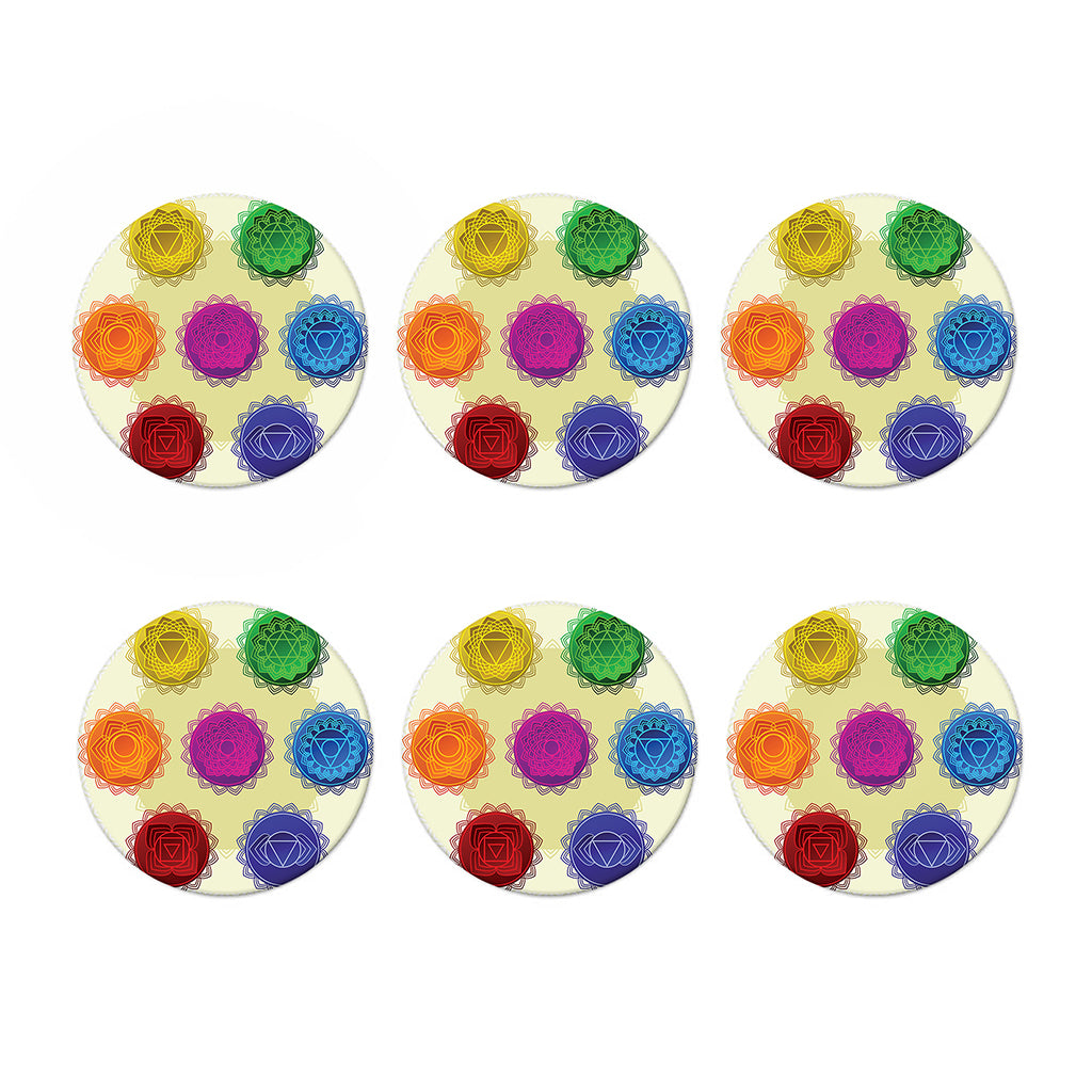 Colorful Seven Chakras Print Coaster Set