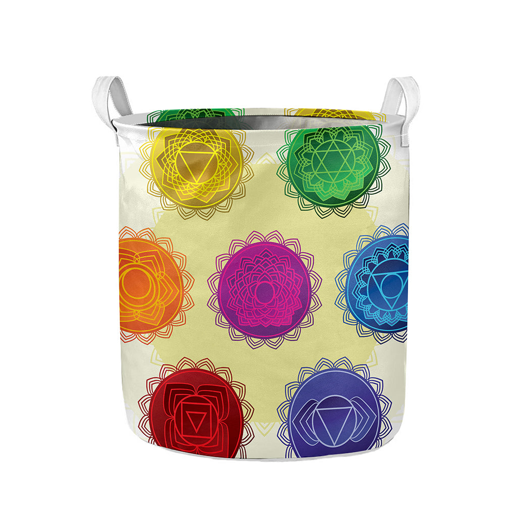 Colorful Seven Chakras Print Collapsible Laundry Basket
