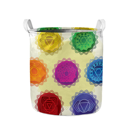 Colorful Seven Chakras Print Collapsible Laundry Basket