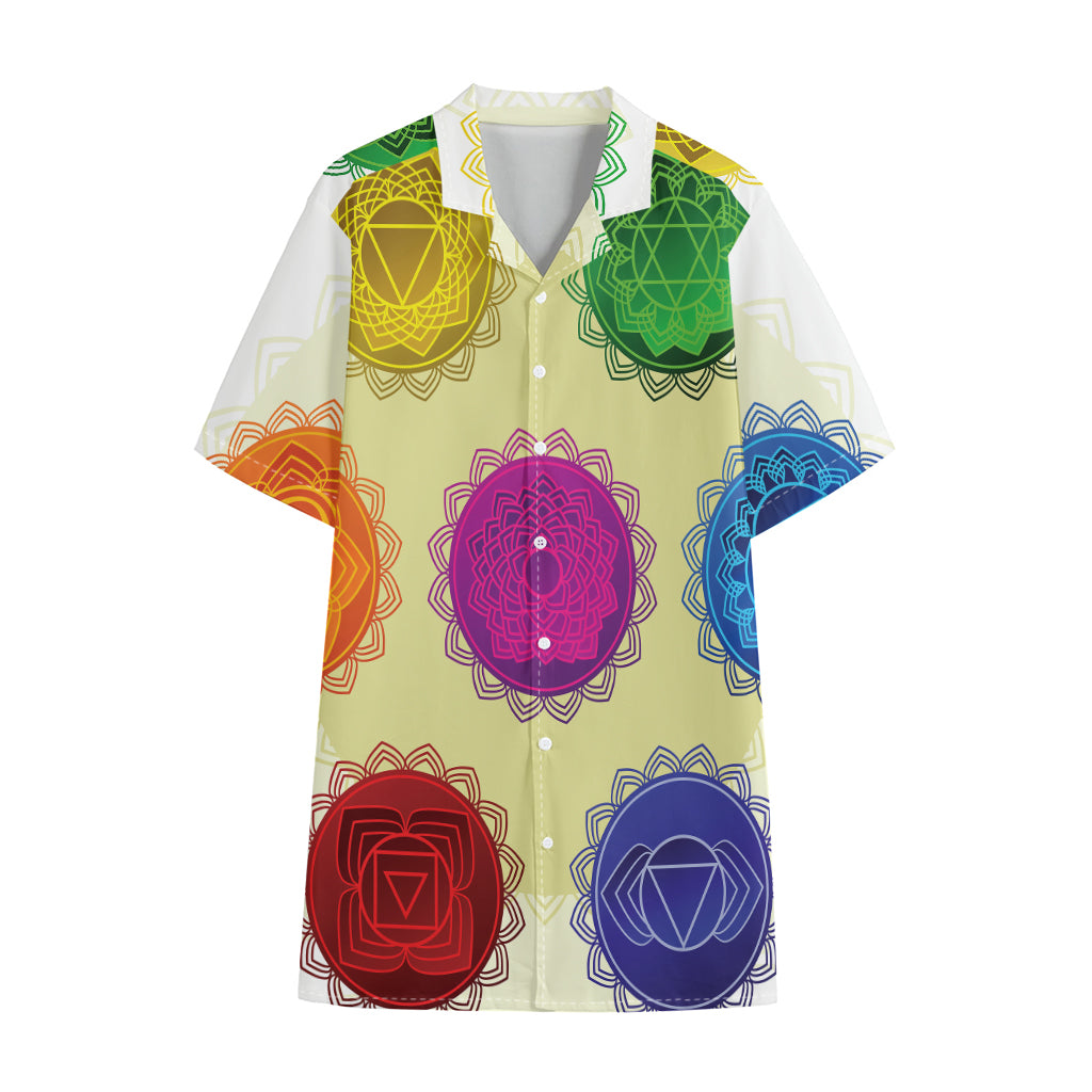 Colorful Seven Chakras Print Cotton Hawaiian Shirt
