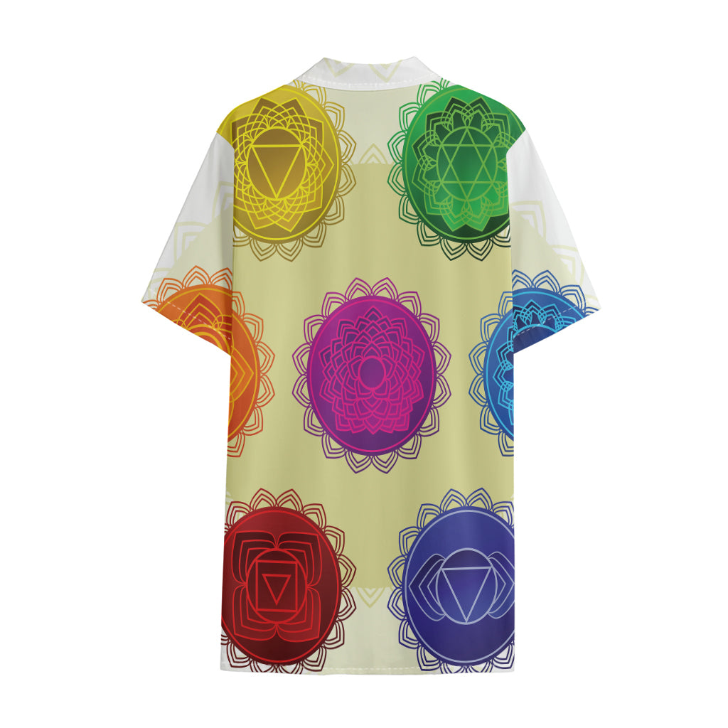 Colorful Seven Chakras Print Cotton Hawaiian Shirt