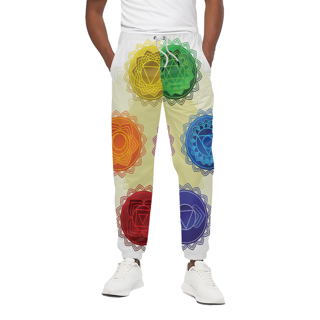 Colorful Seven Chakras Print Cotton Pants