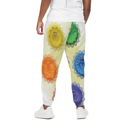 Colorful Seven Chakras Print Cotton Pants