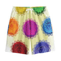 Colorful Seven Chakras Print Cotton Shorts