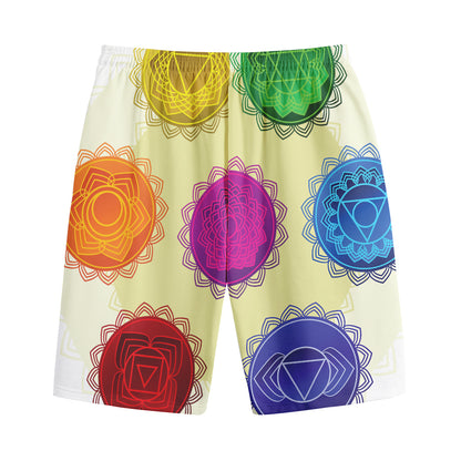 Colorful Seven Chakras Print Cotton Shorts