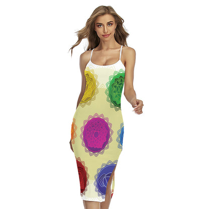 Colorful Seven Chakras Print Cross Back Cami Dress