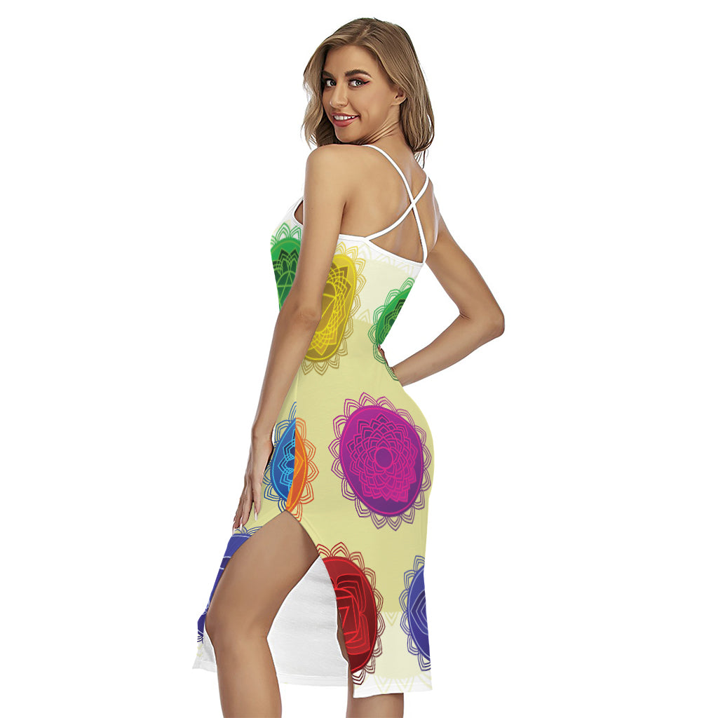 Colorful Seven Chakras Print Cross Back Cami Dress