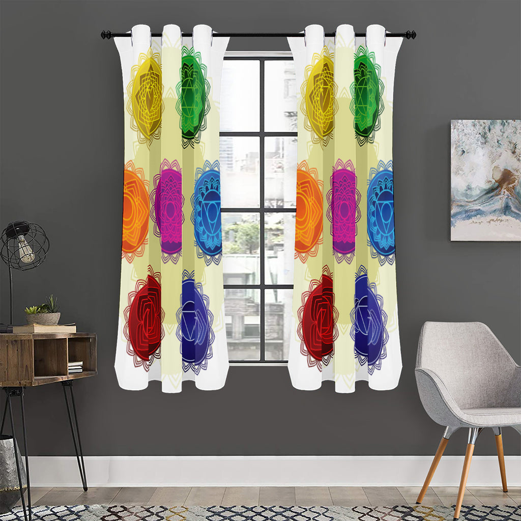 Colorful Seven Chakras Print Curtain