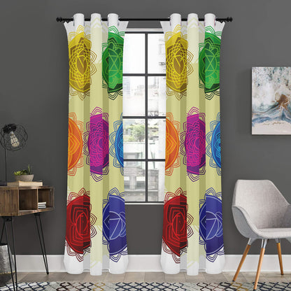 Colorful Seven Chakras Print Curtain