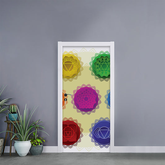 Colorful Seven Chakras Print Door Sticker