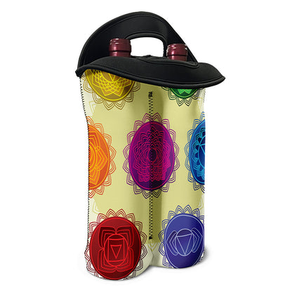Colorful Seven Chakras Print Double Neoprene Wine Tote