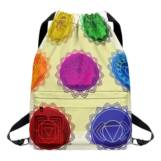 Colorful Seven Chakras Print Drawstring Backpack