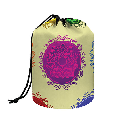 Colorful Seven Chakras Print Drawstring Makeup Bag