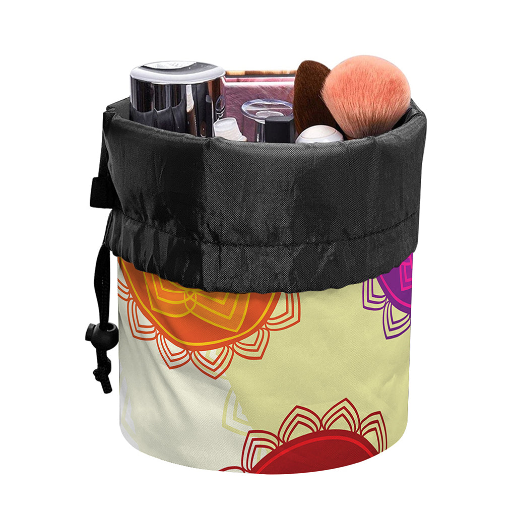 Colorful Seven Chakras Print Drawstring Makeup Bag