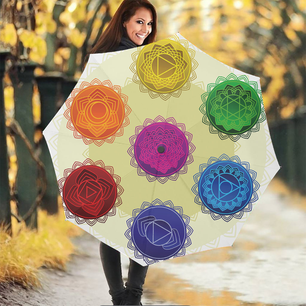 Colorful Seven Chakras Print Foldable Umbrella