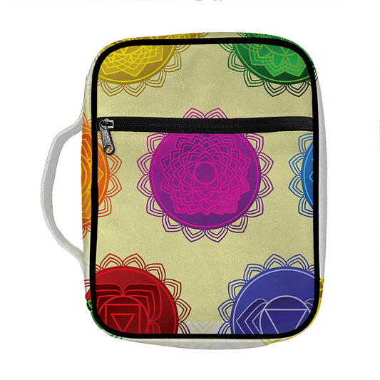 Colorful Seven Chakras Print Front Pocket Bible Bag
