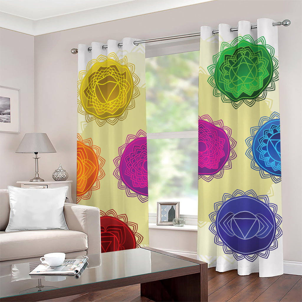 Colorful Seven Chakras Print Grommet Curtains