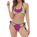 Colorful Seven Chakras Print Halter Scoop Tie Side Bikini