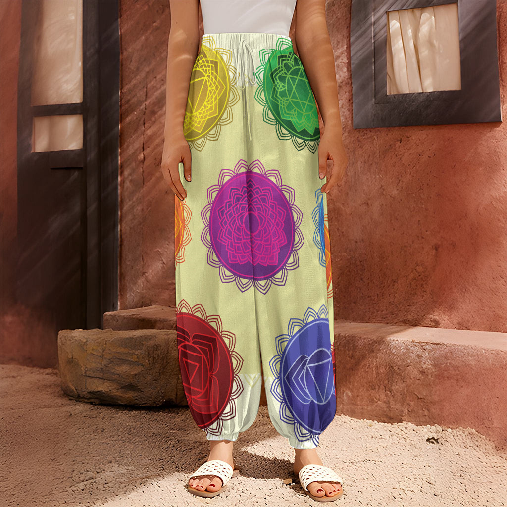 Colorful Seven Chakras Print Harem Pants