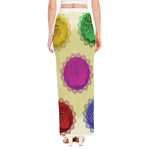 Colorful Seven Chakras Print High Slit Maxi Skirt