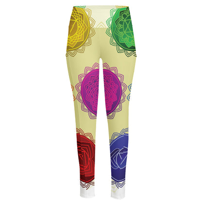 Colorful Seven Chakras Print High-Waisted Pocket Leggings