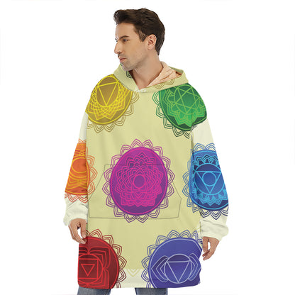 Colorful Seven Chakras Print Hoodie Blanket
