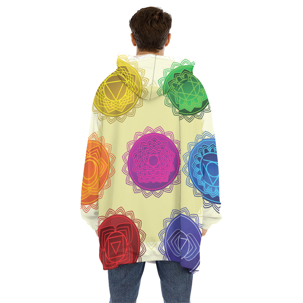 Colorful Seven Chakras Print Hoodie Blanket