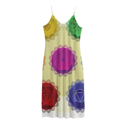 Colorful Seven Chakras Print Jersey Midi Cami Dress