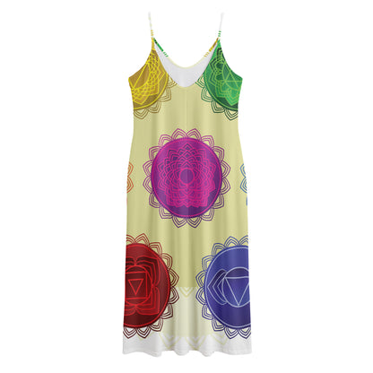 Colorful Seven Chakras Print Jersey Midi Cami Dress