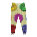 Colorful Seven Chakras Print Jogger Pants